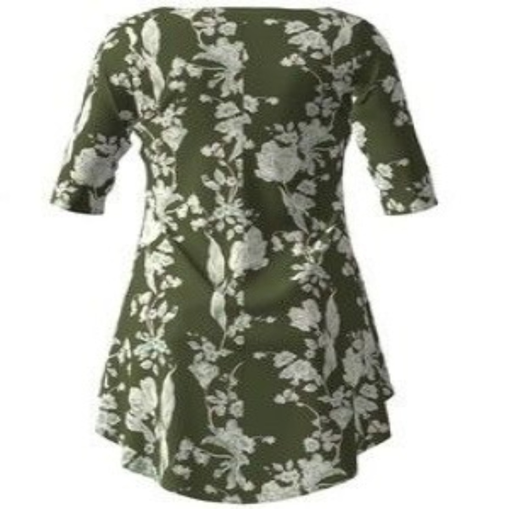 Bella Flore Women's Swing Tunic - Green Floral - Picture 2 of 2